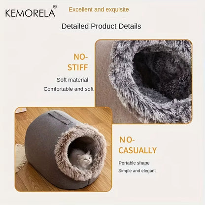 Cat Bed Comfortable Pet Sleeping Bed, Portable Cat Bed Warm and Thickened Pet Bed with Handle Portable Cat Bed